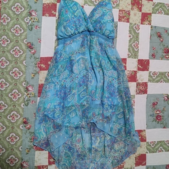 Vintage Jordache Juniors' Blue Paisley Metallic Tie Neck Bra Tank- Size XL 15/17 - Picture 6 of 12